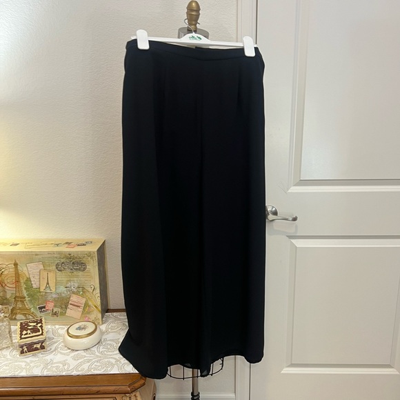 Drapers & Damons -Sz 16 Exquisite Black Crepe Wide-Leg Palazzo Pants Lux Fabric - Picture 4 of 13